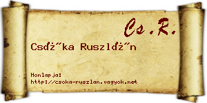 Csóka Ruszlán névjegykártya